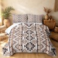 thumbnail image 2 of Erosebridal Boho Geometric Quilt Full, Vintage Aztec Full Bedspread Sets, Cream Tan Mocha 3 Pieces, 1 Coverlet and 2 Pillowcases, 2 of 7