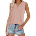 thumbnail image 2 of VBTAPA V Neck Tank Tops for Women Sleeveless T Shirt Solid Casual Summer Tanks Wide Straps Camisole Undershirts Pink L, 2 of 8