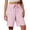 Pink women's drawstring bermuda shorts a1, variant on Women's Drawstring Striped Bermuda Shorts Casual Loose Elastic Waist Beach Pants Summer Lounge Shorts Travel Vacation Beachwear, Light Blue S