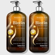 Majestic Pure Biotin Shampoo and Conditioner Set with DHT Blocker Complex - Hydrating, Nourishing & Supporting Healthy Hair Growth, Sulfate Free, for Men & Women - 16 fl oz Each