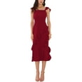 thumbnail image 2 of INSPIRE CHIC Women's Sleeveless Square Neck Ruffle Cocktail Midi Dress XL Wine Red, 2 of 6