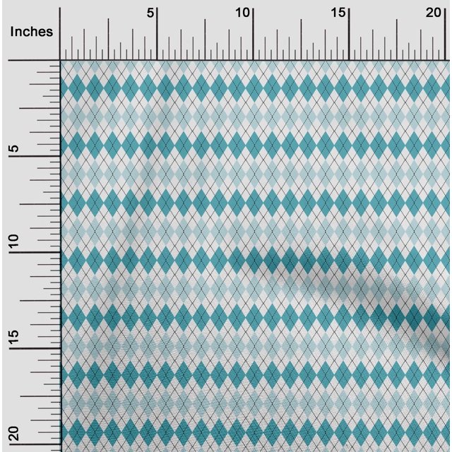 oneOone Tissu Polyester Lycra Bleu Turquoise Tissu à Carreaux Argyle Matière de Robe Tissu Imprimé Tissu au Mètre 56 Pouces de Large