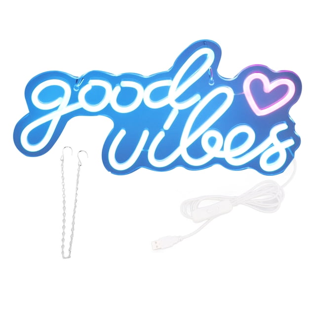 Letrero de neón Good Vibes, luz LED acrílica alimentada por USB, para colgar en la pared, decoración de pared de neón para bar, fiesta, boda, dormitorio