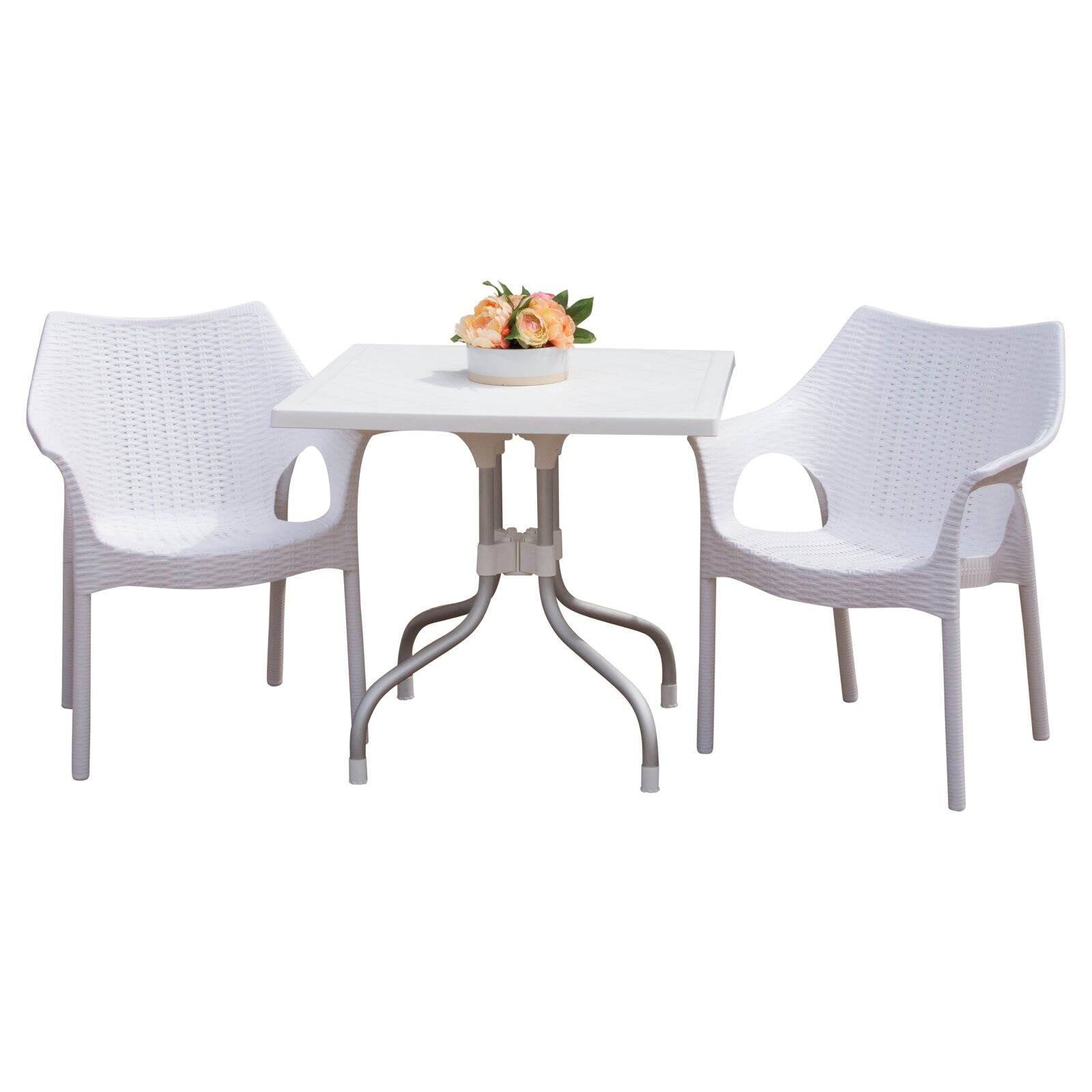 Strata Furniture Lyra Resin Wicker Patio Bistro Set with Carina Chairs