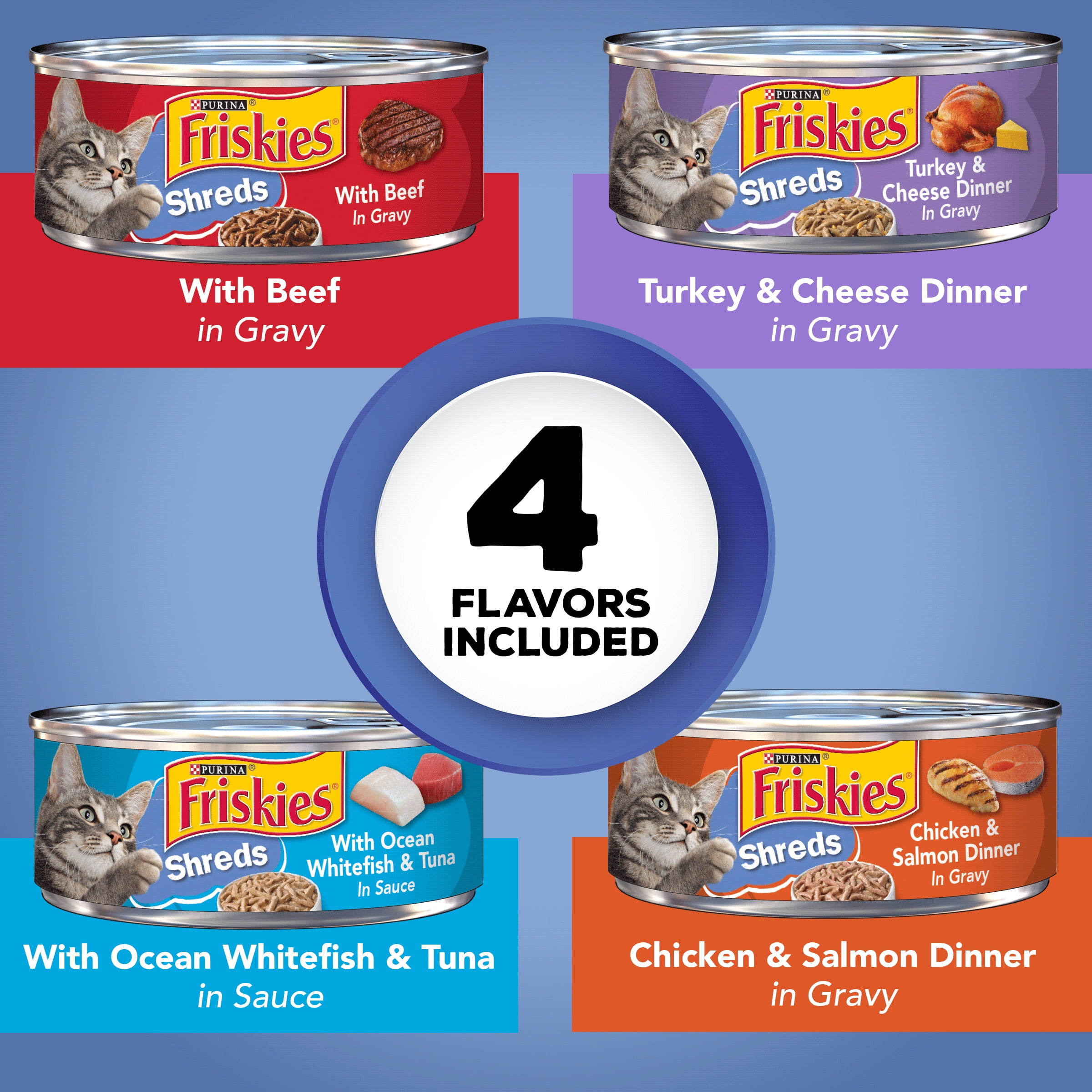 40 5.5... Purina Friskies Shreds in Gravy Adult Wet Cat Food Variety Pack 