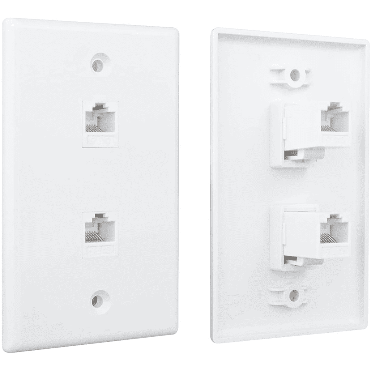 20 Pack 2 Port Ethernet Wall Plate, Cat6 Female to Jack RJ45 Inline Coupler Outlet, White