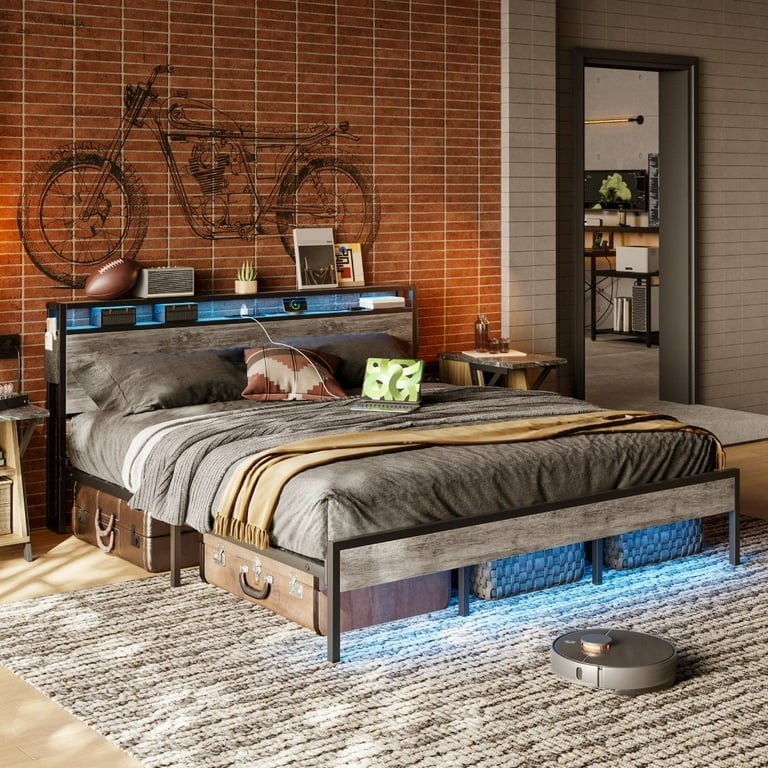 ベッドフレーム BED + MATTRESS with storage - 160x200 cm Amazon.com: ANCTOR King Size Bed Frame with Storage