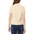 thumbnail image 3 of MODA NOVA Junior's Work Office Shirt Button Up Short Sleeve Casual Blouse Beige 2XL, 3 of 5