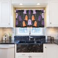 thumbnail image 5 of Yayeee Kitchen Curtains Light Filtering 27"x36" Rod Pocket Short Cafe Window Panel, Halloween Orange Ghosts, 5 of 7