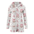 thumbnail image 3 of successthop Christmas Rompers for Women Santa Hooded with Cute Ear Fleece Playsuit Fuzzy Shorts Warm Sleepwear, 3 of 6