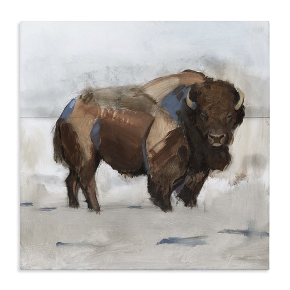 Stupell Industries Southwestern Buffalo Tundra Brown Blue Canvas Art, 17 x 17, by Jacob Green