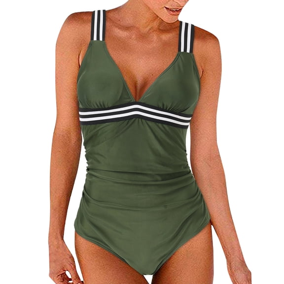 DHFJKG Womens One Piece Swimsuit Leopard Criss Cross Back Athletic Training Swimwear V Neck High Cut Bathing Suit Tummy Control Vacation Beachwear