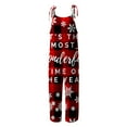 thumbnail image 4 of Combinaison de Noël pour Femmes Imprimé Bonhomme de Neige Bretelles Réglables Jambes Larges Combinaison Ample, 4 of 5