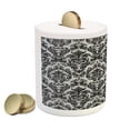 thumbnail image 2 of Baroque Piggy Bank, Vintage Lace Style Pattern of Antique Victorian Motifs Renaissance Influences, Ceramic Coin Bank Money Box for Cash Saving, 3.6" X 3.2", Black and White, by Ambesonne, 2 of 4