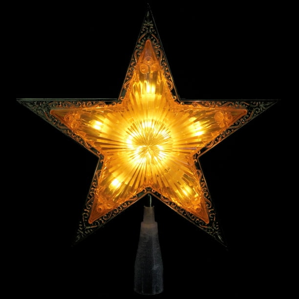 Northlight 9 in. Gold Edged Christmas Star Pre Lit Tree Topper
