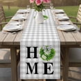 thumbnail image 4 of Rustic Home Table Runner - 60 Inch Long Green Eucalyptus Leaves Wreath Wooden Plaid Cotton and Linen Blended Dress Scarves Farmhouse Table Runner for Kitchen Dining, Coffee Table, 13" x 60", 4 of 8
