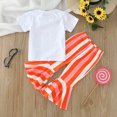 thumbnail image 4 of Siilsaa Girl Outfit Girl Summer Outfit Letter Short Sleeve T-Shirt Tops and Flared Pants Clothes White,90, 4 of 7