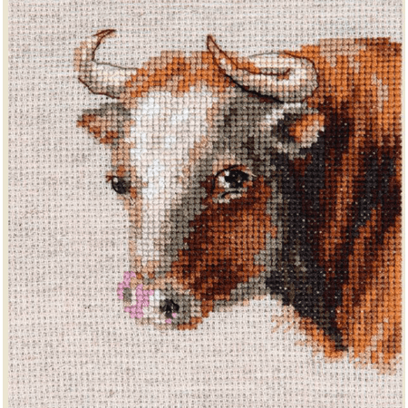 UPC: 4610009346472 | Counted Cross-Stitch Bull 0-214 Kit by Alisa Needlework Animal Brown