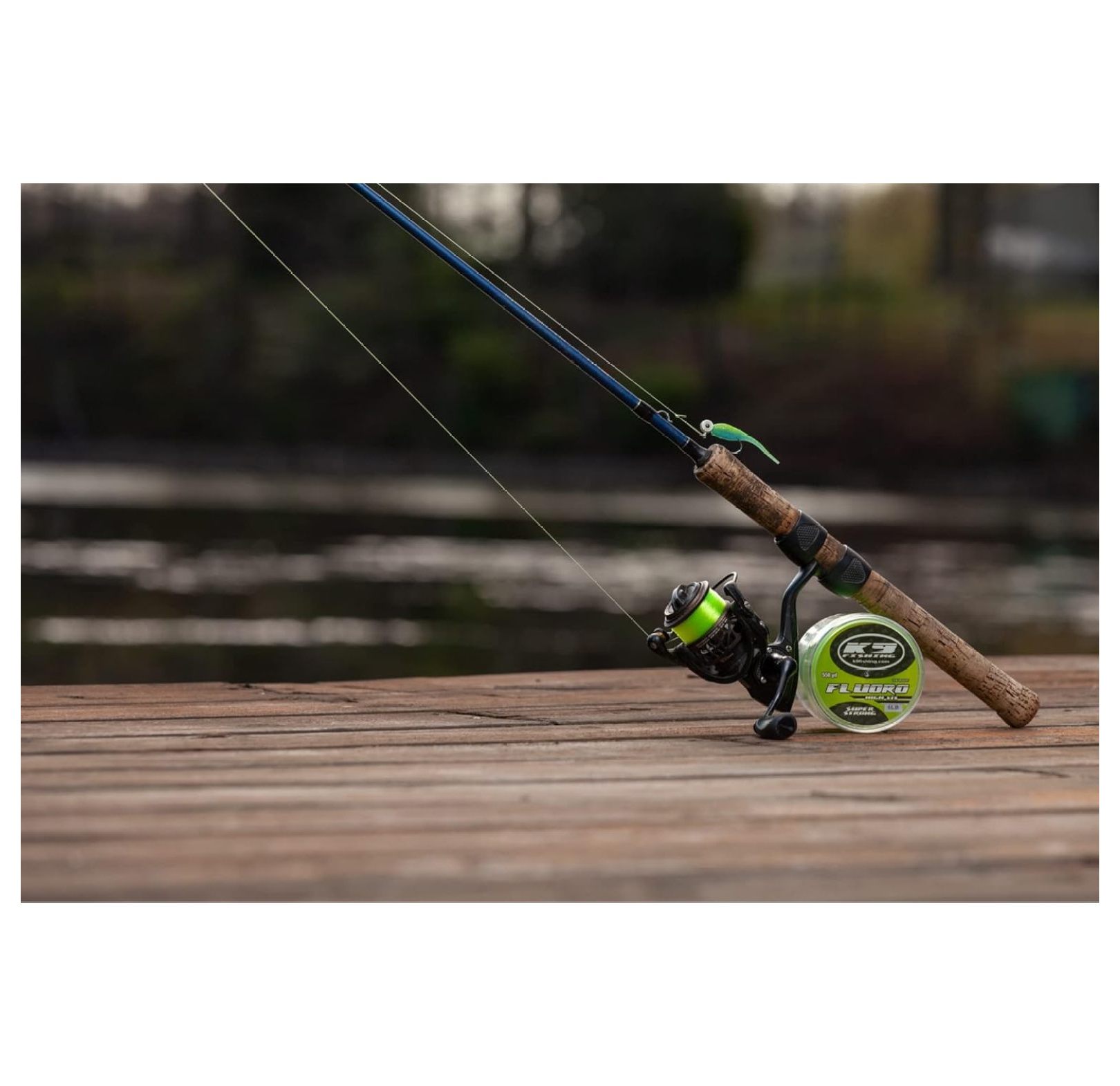K9 Hi-Vis Fluoro Fishing Line — Ultra Low-Memory, Abrasion Resistant, Long-Casting — Glow in The Dark, Chartreuse — Virtually Invisible Underwater — Great for Spinning Reels — 550 Yards, 12lb