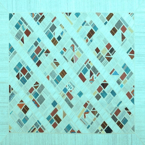 Ahgly Company Indoor Square Solid Light Blue Modern Area Rugs, 3' Square