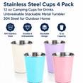 thumbnail image 3 of Dintonin Stainless Steel Cups 4 Pack 12 oz Camping Drinkware Unbreakable Stackable Metal Tumbler 304 for Outdoor Home, 3 of 5