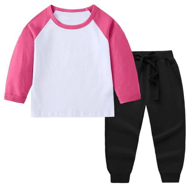 Survêtement pour Enfants, Haut à Manches Raglan et Col Rond avec Pantalon Jogger à Taille Élastique, Mélange Doux Polyester-Spandex pour un Jeu Confortable et un Usage Quotidien