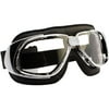 Nannini Rider Clear Lens Anti-Fog Motorcycle Goggles, Lucid Chrome/Black