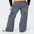 thumbnail image 6 of LYMAYTER Casual Jeans for Women High Waist Boyfriend Denim Pants Side Striped Baggy Wide Leg Jeans S-XL, 6 of 8