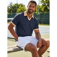 thumbnail image 4 of RICHCOIN Polo Shirts for Men V Neck Short Sleeve Golf Shirts Casual Textured Knit Old Money Tops, 4 of 7