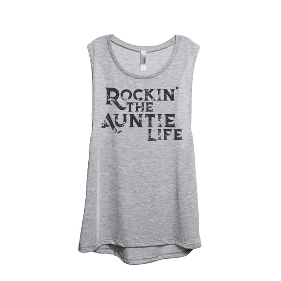 Rockin' The Auntie Life Women's Fashion Sleeveless Muscle Tank Top Tee Sport Grey X-Large