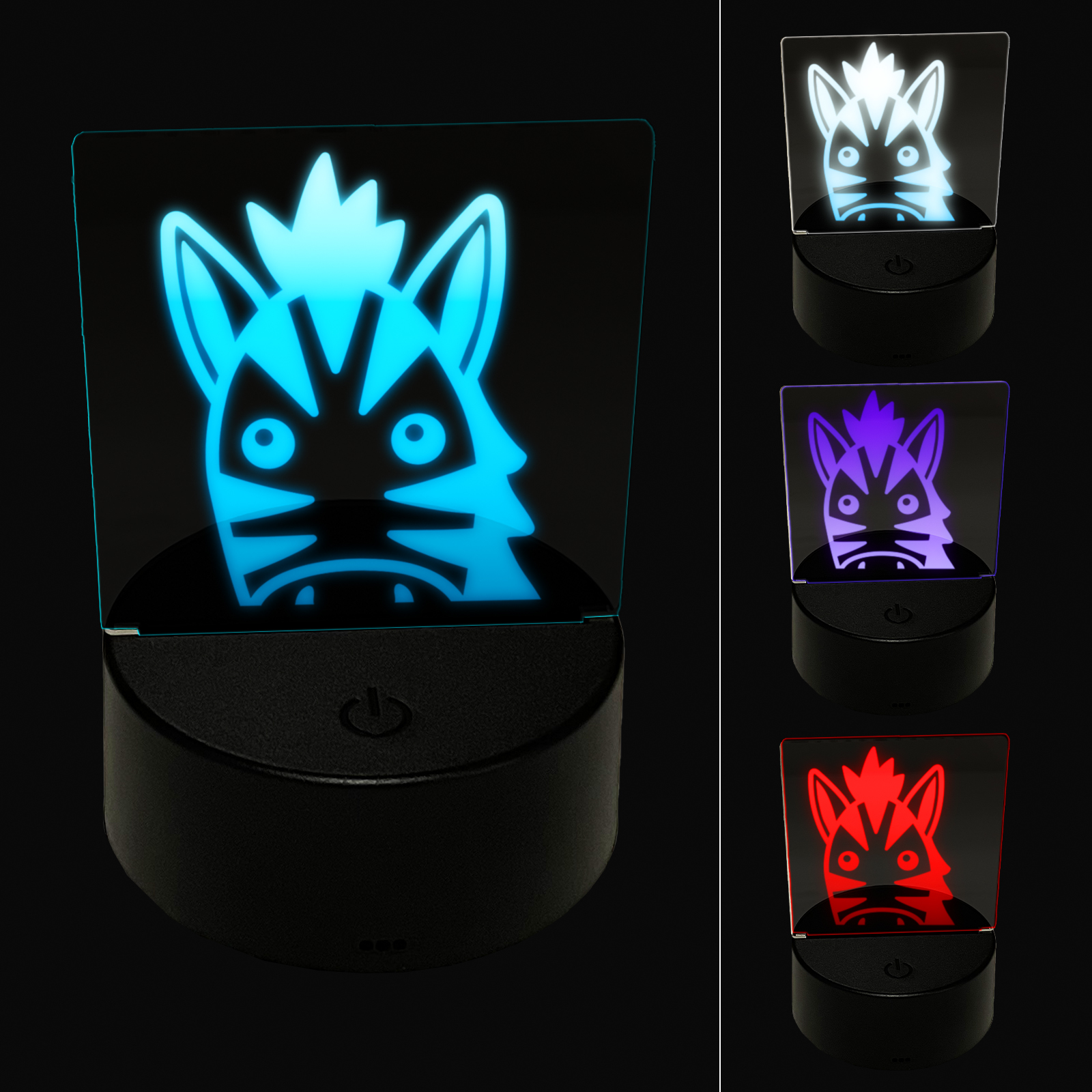 Peeking Zebra LED Night Light Sign 3D Illusion Desk Nightstand Lamp