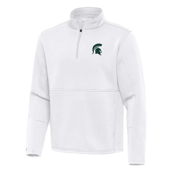 Men's Antigua White Michigan State Spartans Twist Quarter-Zip Pullover Jacket