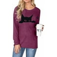 thumbnail image 3 of MOUSYA Funny Cat Shirts for Women - Peeping Halloween Black Cat Shirt Cute Cat Mom Long Sleeve Graphic Tees Teens Pullover Tops, 3 of 9