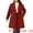 Dark Red, variant on DARING DIVA Women's Plus Size Notched Lapel Coat with Belted Design 1X Dark Green