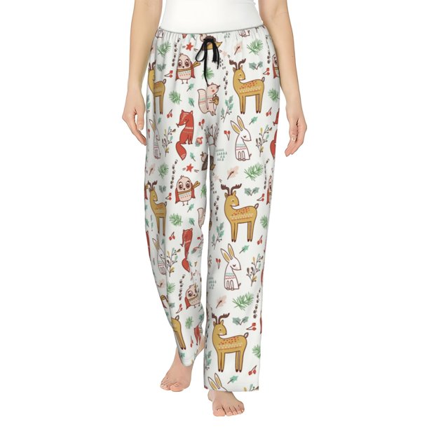 Balery Cute Little Animals Pantalones de pijama para mujer, pijamas ultraligeros, pantalones de estar por casa-3X-Large