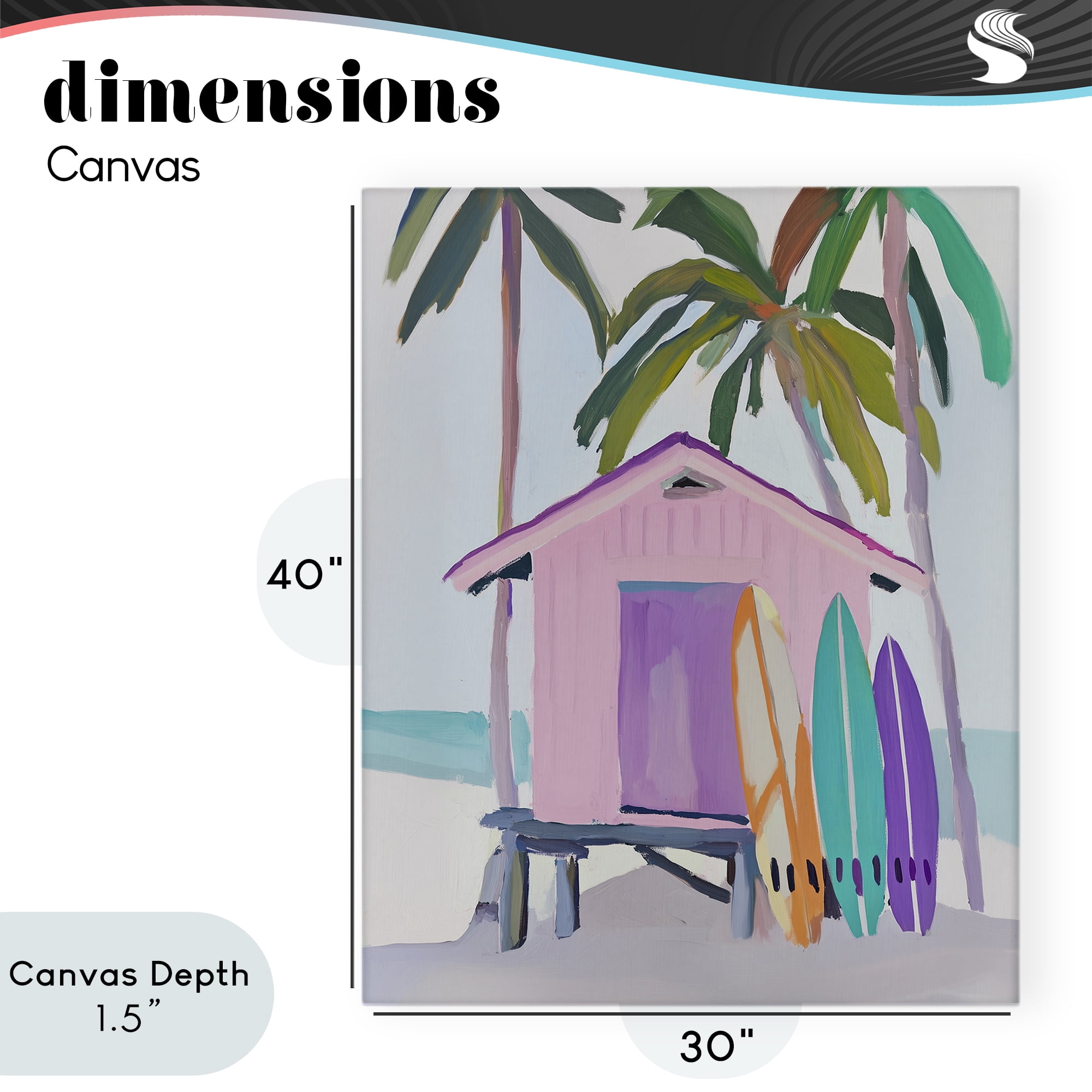Stupell Industries Pink Beach Hut with Surfboards Canvas Wall Art, design by Sisi and Seb