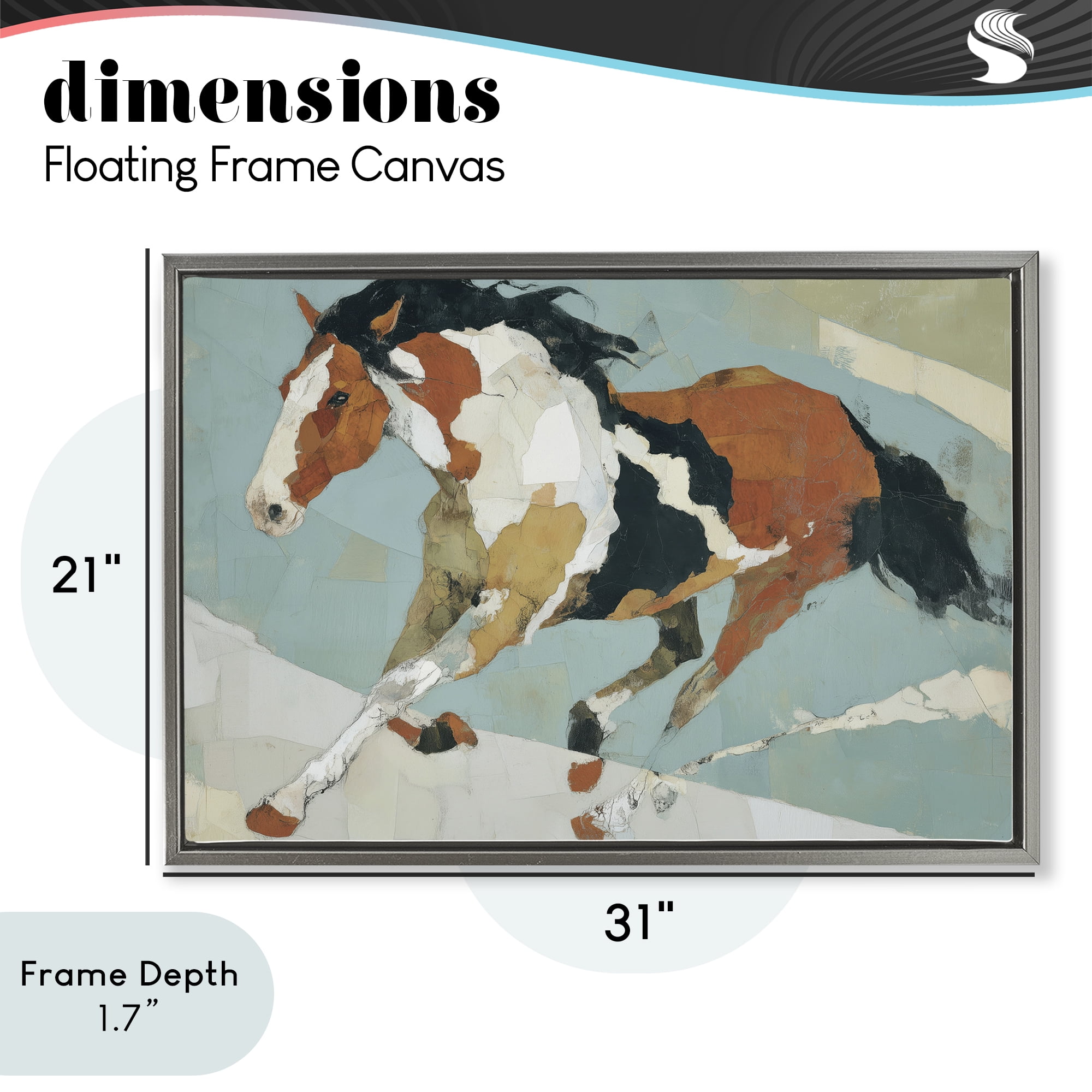 Stupell Industries Paint Horse in Motion Gray Framed Floater Canvas Wall Art, design by Chromatic Storm Studio