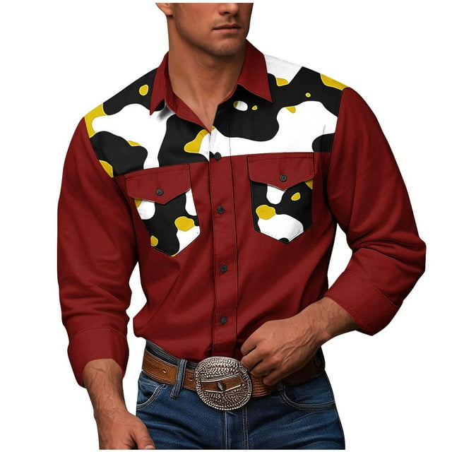 Chemise de Travail pour Homme Décontractée Mode à Boutons Camouflage à Double Poches Imprimée à Manches Longues à Col Rabattu