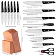 thumbnail image 3 of 15 Pieces Knife Set with Block Kitchen Knife Set with Pine Block Holder with Sharpener, High Stainless Steel Knives with Comfortable Grip ABS Handles, 3 of 9