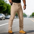 thumbnail image 2 of Men's Tactical Cargo Pants Water Resistant Ripstop Fabric Lightweight Outdoor Hiking Work Pants With Multi Pockets,Khaki,XL, 2 of 7