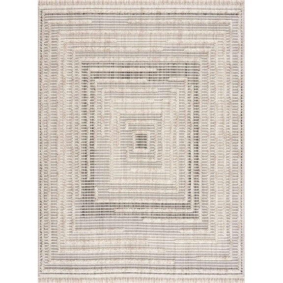 Boutique Rugs Lunao Farmhouse High Low Textured Shag Oversized Area Rug - Modern Geometric Carpet for Living Room, Bedroom - Charcoal, Cream, Peach - 8'10" x 12' (9x12)
