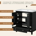 thumbnail image 5 of 30" Bathroom Vanity with Ceramic Sink, Modern Bathroom Storage Cabinet with 2 Doors and 1 Drawer, Freestanding Bathroom Vanities Solid Wood Frame, Black, 5 of 9