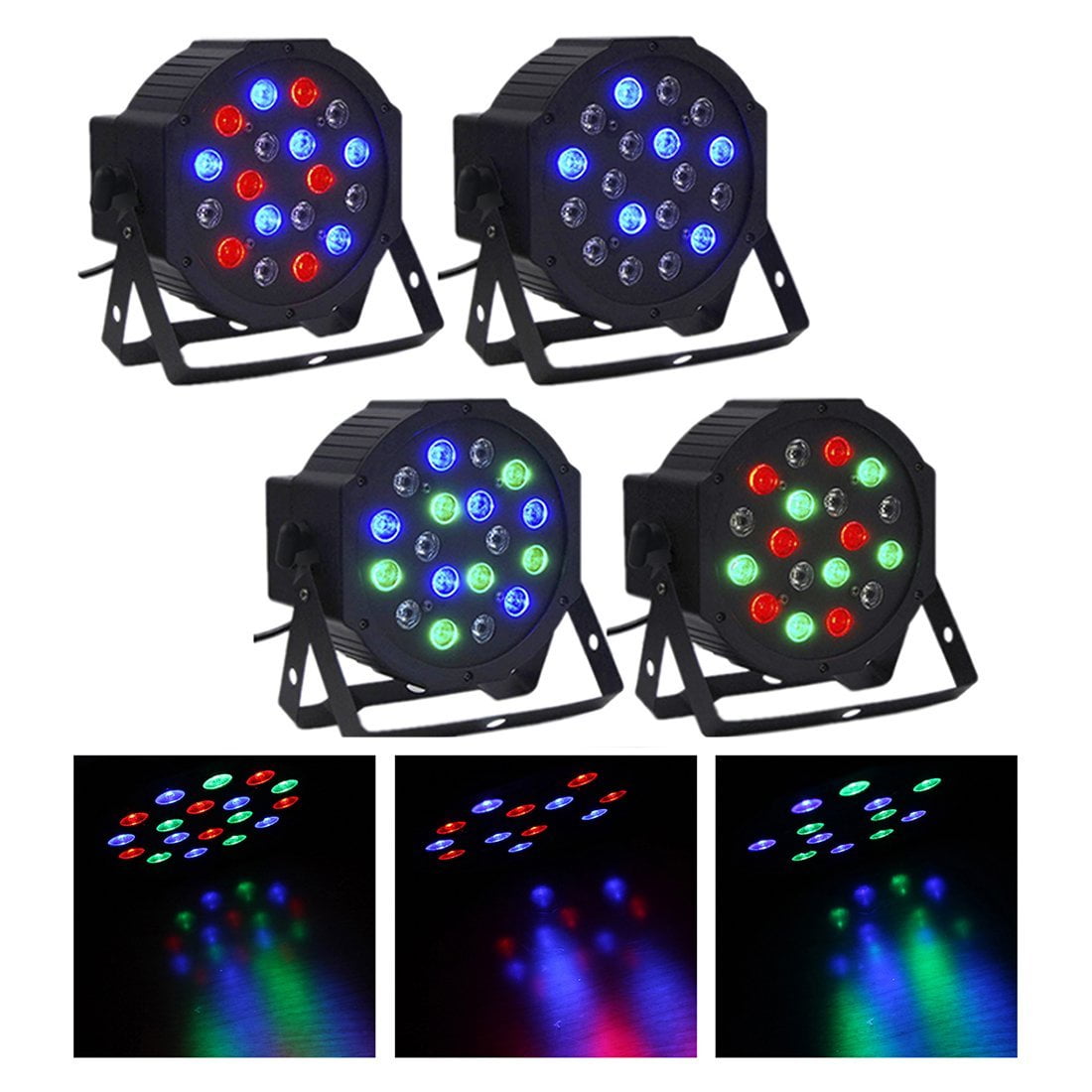 ktaxon 4 pcs dmx controlled led par light 18x3w rgb dj par 4 par led lights