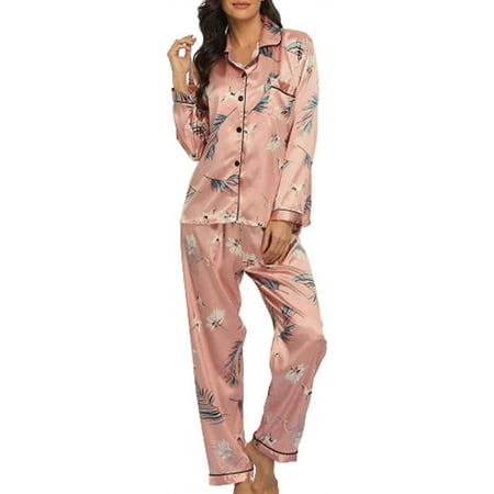 

DabuLiu Women Print Pajama Set Long Sleeve Two-Piece Sleepwear V-Neck Nightwear Warm Soft Loose Fit Pjs Indoor Wear