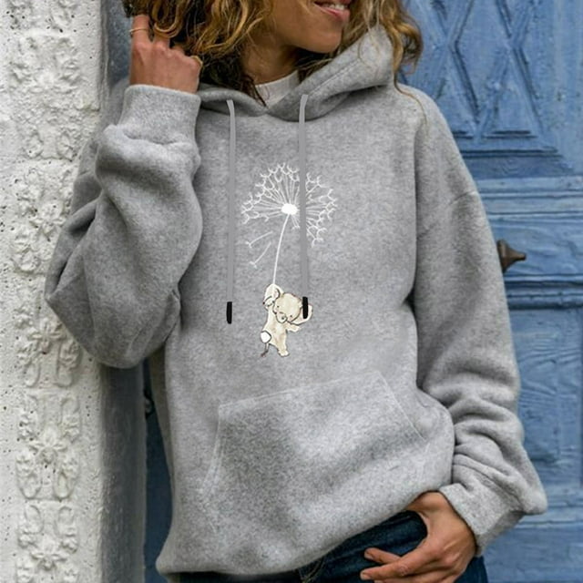 Ruimatai Hiver Femmes Occasionnels Manches Longues Tops Dames Imprimer Pull Sweat-Shirt Blouse