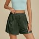 thumbnail image 5 of Pantalones Cortos de Piernas Anchas para Mujeres Lino de Color Sólido, Cintura Elástica Cómoda Longitud Regular, 5 of 8