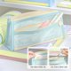 thumbnail image 5 of Mesh Pencil Case Double Layer Transparent Pen Bag With Large Capacity For Students Exam Use, 5 of 6