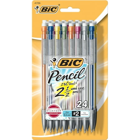 BIC Xtra Precision Mechanical Pencils, 0.5 mm, Assorted Metallic Barrel, pk of 24