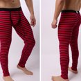 thumbnail image 4 of Jumpingount Pantalones térmicos para hombre, calzoncillos largos de Color a rayas, pantalones de pijama finos cálidos, suaves y cómodos, a prueba de Camisetas Verde Jumpingount AP013562-03, 4 of 6