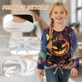 thumbnail image 6 of Xixirimido Halloween Jack-o-lantern Pattern Girls Long Sleeve Shirts Casual T-shirt Loose Fit Tunic Tops Crewneck Tie-hem Blouse Tees for Fall Winter, Size 7-8, 6 of 7